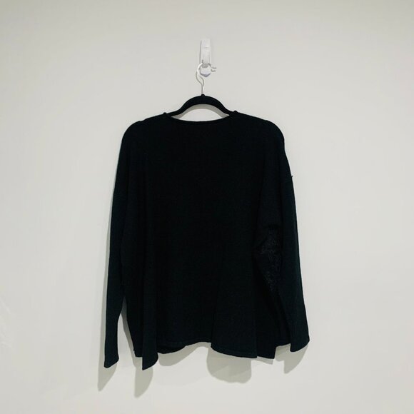 LJVE Women Black Pattern Long Sleeve Sweater Top Size M - Picture 8 of 9